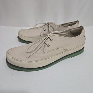 Olukai Honolulu Lace Mesh Mens Size 11 Beige Leather Loafers Casual Boat Shoes